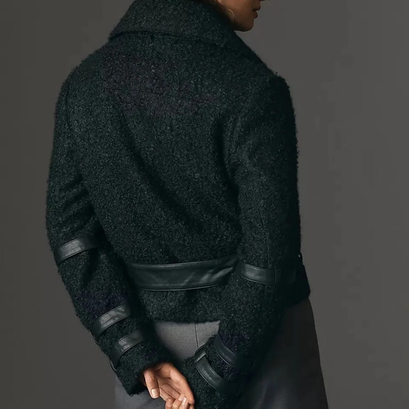 NWT Anthropologie CHRLDR  Milki Cropped Black Teddy Bear Jacket L - Picture 9 of 9